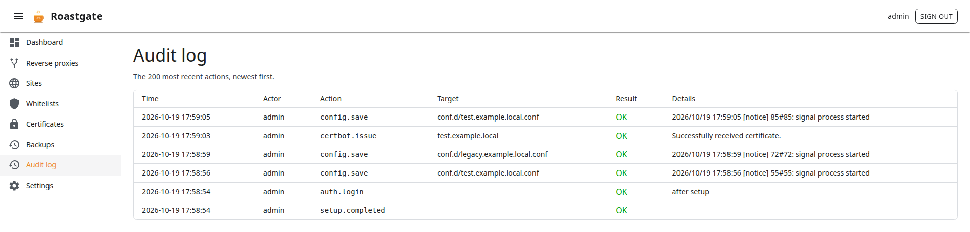 The audit log